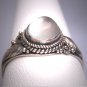 Vintage Moonstone Ring Antique Victorian Motif Silver