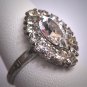 Antique Marquise Cut White Sapphire French Paste Ring Vintage Art Deco Era 1930 Wedding