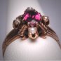 Antique Victorian Amethyst Seed Pearl Ring Wedding Rose Gold 19th Century