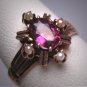Antique Victorian Amethyst Seed Pearl Ring Wedding Rose Gold 19th Century