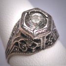 Antique White Sapphire Wedding Ring Vintage Art Deco 1920
