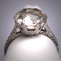 Antique Large White Sapphire Wedding Ring Vintage Art Deco 1920