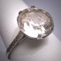 Antique Large White Sapphire Wedding Ring Vintage Art Deco 1920