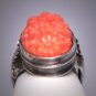 Antique Art Nouveau Coral Ring Vintage Silver Victorian Czech c.1900