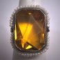 Antique Golden Citrine Seed Pearl Ring Wedding Vintage Art Deco Bow Filigree c1920