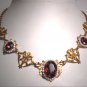 Antique Ruby Paste Seed Pearl Necklace Vintage Victorian Art Deco Wedding Czech