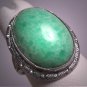Antique Art Deco Jade Ring Vintage c.1915 Victorian Filigree Silver