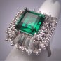 Antique Emerald French Paste Ring Vintage Art Deco Era 1930 Wedding
