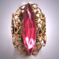 Antique Czech Pink Sapphire Paste Ring Vintage Art Deco Victorian