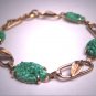 Antique Apple Green Jade Paste Bracelet Gold Vintage Art Deco 1930