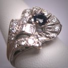 Antique Sapphire Diamond Wedding Ring Vintage Art Deco 1930