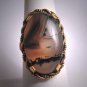 Antique Victorian Agate Ring Gold Floral Art Deco 1920