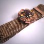 Antique Ornate Victorian Garnet Seed Pearl Slide Bracelet Gold Vintage 1800s
