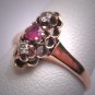Antique Victorian Ruby Diamond Ring Rose Gold Vintage Wedding Rare 1800s