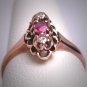 Antique Victorian Ruby Diamond Ring Rose Gold Vintage Wedding Rare 1800s