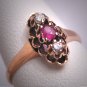 Antique Victorian Ruby Diamond Ring Rose Gold Vintage Wedding Rare 1800s