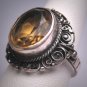 Antique Art Deco Italian Citrine Wedding Ring Vintage Filigree Engagement 1920