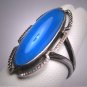 Antique Art Deco Long Blue Sapphire Wedding Ring Vintage Filigree Engagement 1920