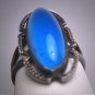 Antique Art Deco Long Blue Sapphire Wedding Ring Vintage Filigree Engagement 1920