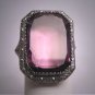 Antique Amethyst Paste Ring Wedding Vintage Art Deco Floral Filigree c1920