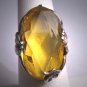 Rare Antique Citrine Paste Ring with Dragons Victorian Art Nouveau Deco Wedding c.1900 Czech