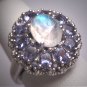 Vintage Moonstone Tanzanite Ring Retro Art Deco Wedding