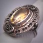 Antique Golden Citrine Ring Wedding Vintage Art Deco Ornate Filigree c1900