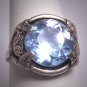 Antique Aquamarine Ring Wedding Vintage Art Deco Floral Filigree c1920