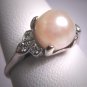 Antique Pearl Diamond Wedding Ring White Gold Art Deco 1930