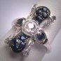 Antique Old Euro Cut Diamond Sapphire Wedding Ring Vintage Art Deco 1920