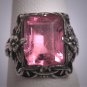 Antique Pink Sapphire Ring Vintage Silver Filigree Wedding Victorian Art Deco 1920