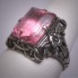 Antique Pink Sapphire Ring Vintage Silver Filigree Wedding Victorian Art Deco 1920