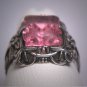 Antique Pink Sapphire Ring Vintage Silver Filigree Wedding Victorian Art Deco 1920