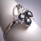 Vintage Blue Sapphire Ring Estate Retro Art Deco Wedding Ring 1950