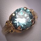 Antique Blue Zircon Wedding Ring Ostby Barton Titanic Vintage Art Deco Yellow Gold Floral c.1920