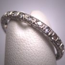 Antique Platinum Diamond Eternity Band Wedding Ring c.1920 Chased Engraving Edwardian - Art Deco 6