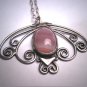 Antique Arts and Crafts Banded Agate Silver Handmade Pendant Necklace c.1900