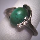 Estate Vintage Turquoise Diamond Ring Retro Art Deco Jewelry 1930 - Wedding Engagement