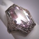 Antique Rose de France Amethyst Ring Sterling Art Deco Vintage Wedding Ostby Barton 1920 Titanic