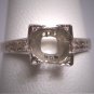 Antique 18K White Gold Art Deco Era Ring Mounting for Solitaire Stone c.1920 Engraved Detail