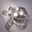 Antique Diamond Wedding Ring Floral Band Vintage Art Deco 1950