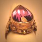 Vintage Art Nouveau Large Amethyst Ring Victorian Floral Silver