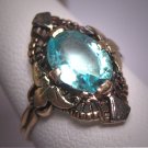 Antique Aquamarine Ring Vintage Art Deco Filigree Wedding Gold c.1920