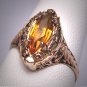 Antique Citrine Ring Vintage Edwardian Art Deco Filigree Wedding Gold c.1910