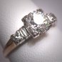 Antique Old Euro Diamond Wedding Ring Art Deco Vintage 14K White Gold 1930 .95CT