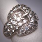 Vintage Cubic Zirconia Buckle Ring Estate Retro Art Deco Wedding Ring 1950
