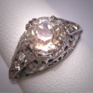 Antique White Sapphire Wedding Ring Vintage Art Deco