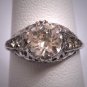 Antique White Sapphire Wedding Ring Vintage Art Deco