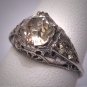 Antique White Sapphire Wedding Ring Vintage Art Deco