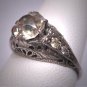 Antique White Sapphire Wedding Ring Vintage Art Deco